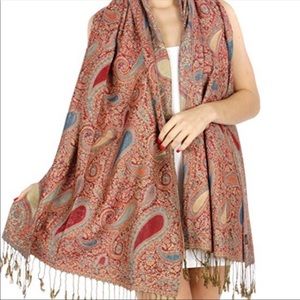 NWOT BLUE MAROON PASHMINA SHAWL
